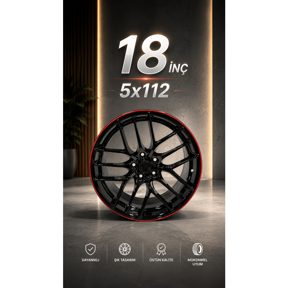 185X112 18121 8*18 ET35 73,1 BLACK+LIP RED LİP DIAMOND