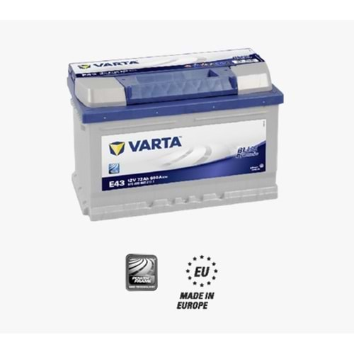 VARTA 12V 72AH 680EN E43 ALÇAK PROFİL AKÜ